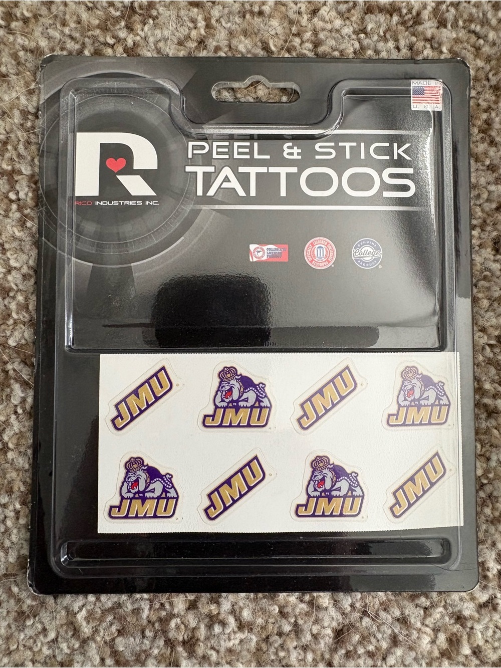 Peel & Stick JMU Temporary Tattoos - Purple & Gold